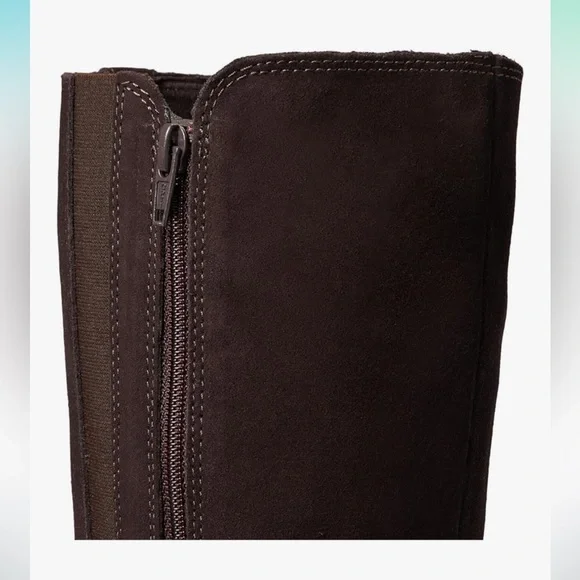 NIB CLARKS MAYE ASTER DARK BROWN SUEDE BUCKLED RIDING BOOTS SIZE 6.5 WIDE - Picture 5 of 12